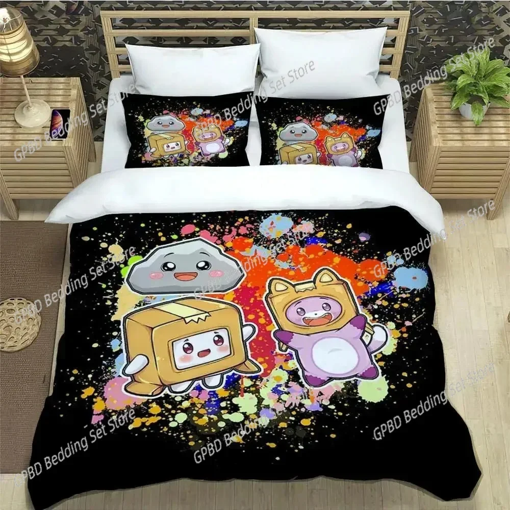 Lankybox Foxy Boxy 3D Bedding Set Duvet Cover Pillowcases Single Twin Full Queen King Size Home Decor Quilt Boys Gift