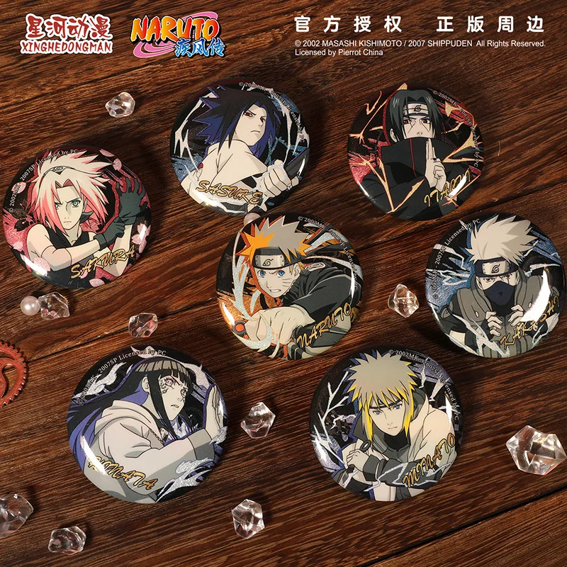 Naruto Anime Brooch Badges Uzumaki Naruto Button Pin Bag Charm Clothes Pendant Action Figures Ornament Friends Gift Toys Cosplay