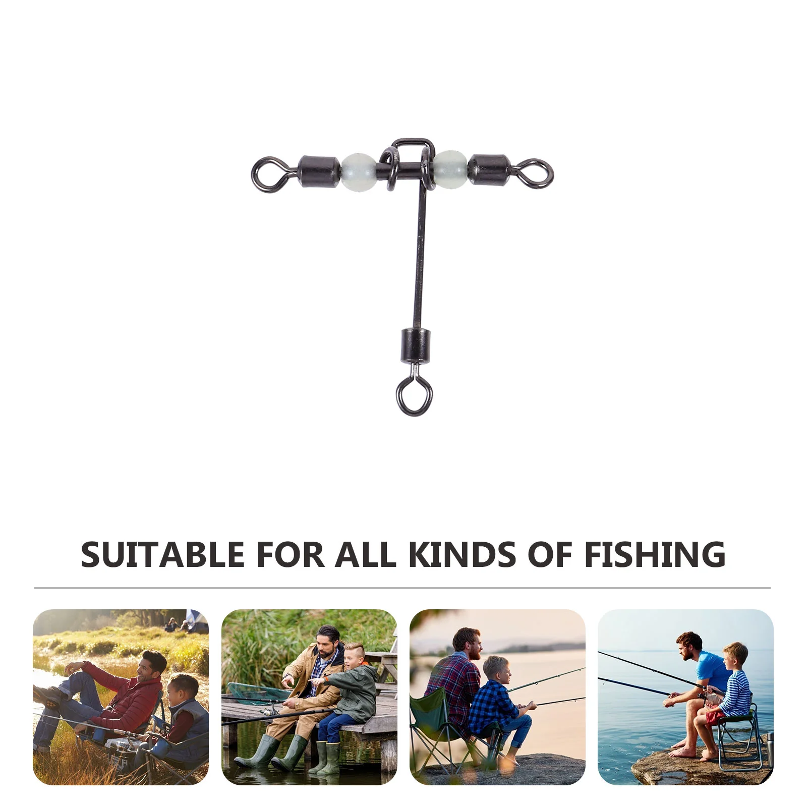 20 Pcs Fork Ring Connector Fishing Tackle Accessory T-Shape Swivels American Style Copper Luminous