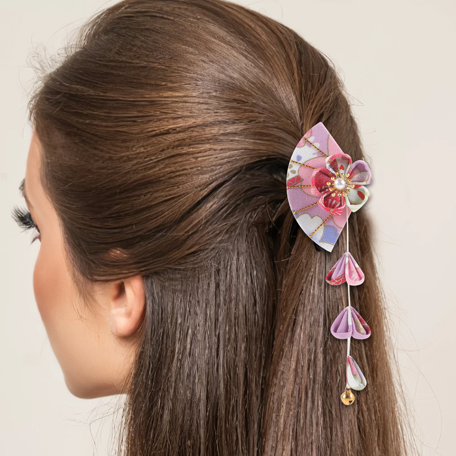 

1 Pair Purple Fan Tassel Hair Clips Women Girls Brides Wedding Party Hats Hanfu Kimono Accessories Gifts