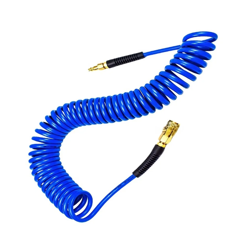 1pc Flexible Tube Polyurethane PU For Flex Hose 3 Shade Spiral Compressor Tube With Quick-connect Fittings For Air Compressors