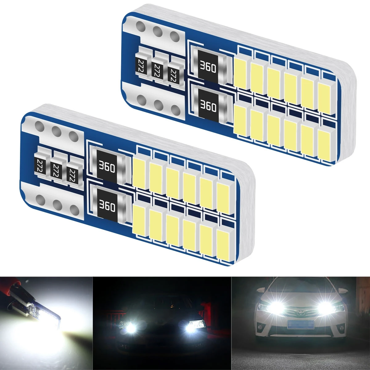 

10/20PCS T10 W5W LED Canbus 3014 24SMD No Error 194 168 T10 LED Car Interior Instrument Light Bulb Lamp 12v DRL White 6000k