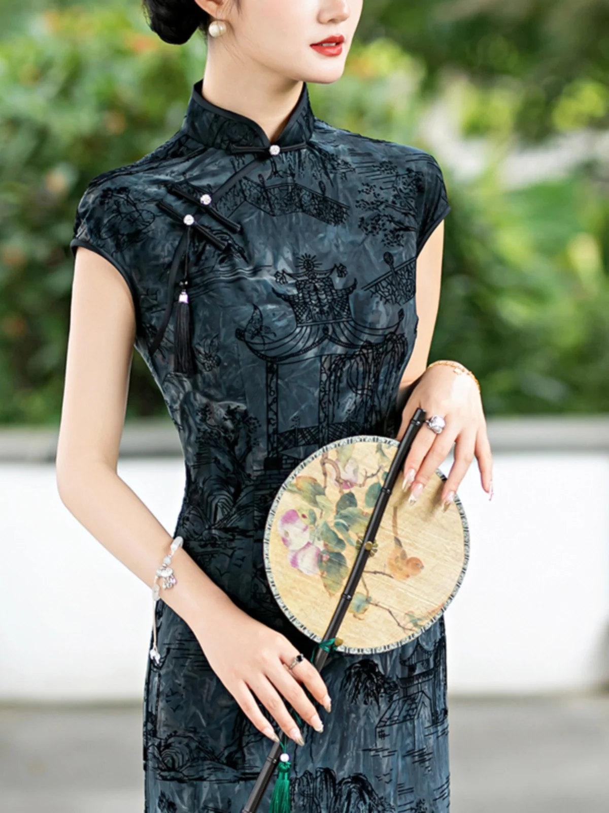 

Ele Long New Chinese Sle Evening Gown Vintage anghai Summer Dr Daily Wear Breathable Floral Print