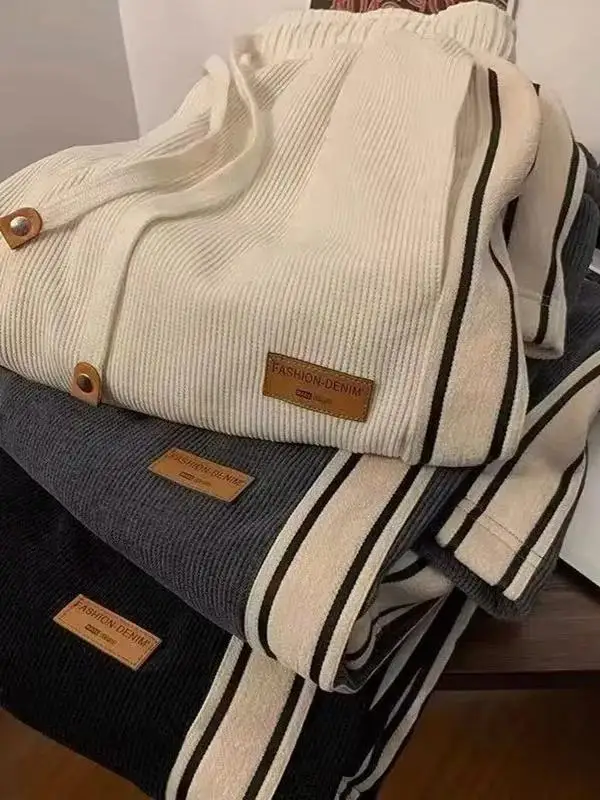 

Мужские вельветовые брюки для отдыха с флисовой подкладкой, прямые, укороченные, осенне-зимние, модные, струящиеся