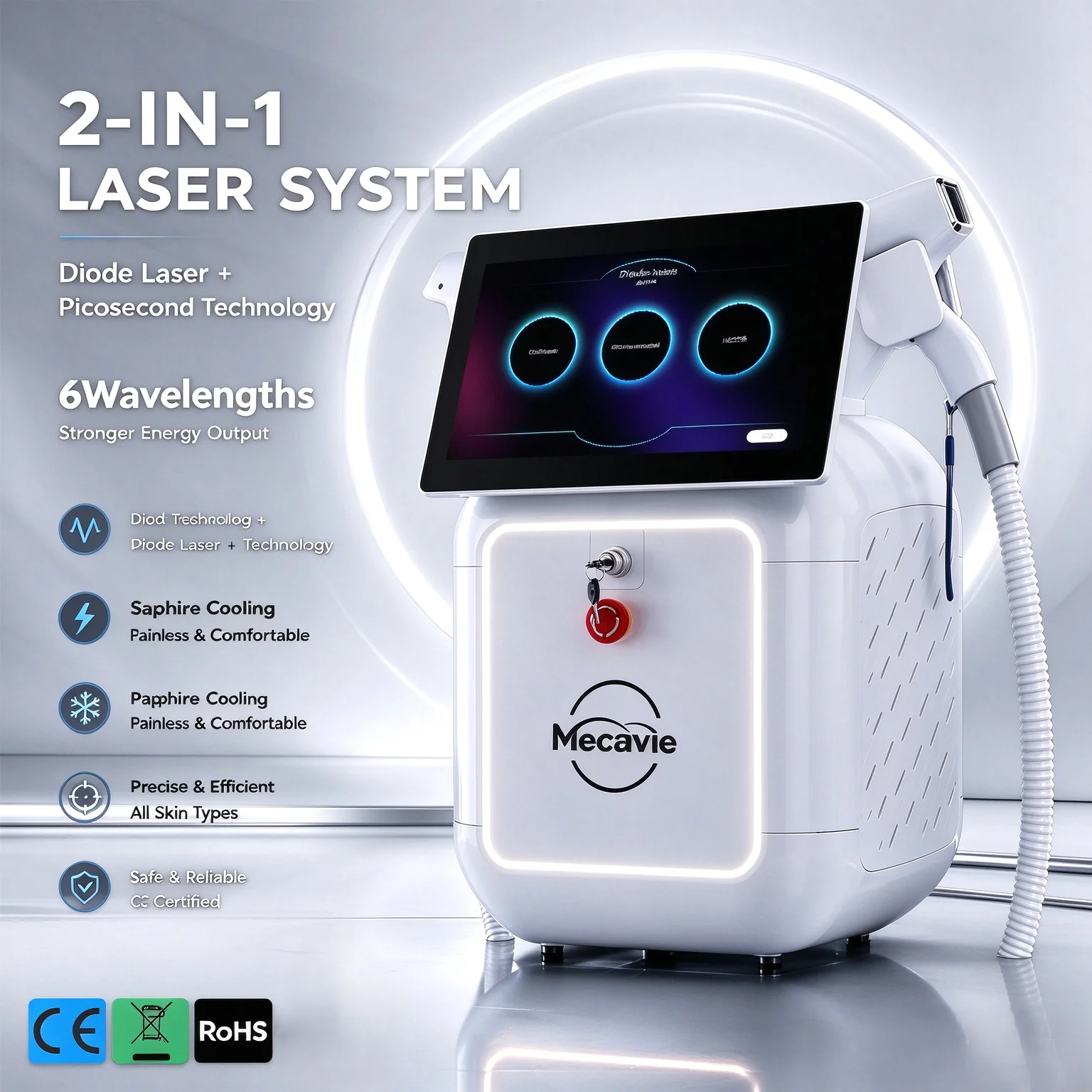 Soprano 5000W 2in1 4 Wavelength 755 808 940 1064nm Picosecond Diode Laser Device for Permanent Hair Reduction Tattoo Removal CE