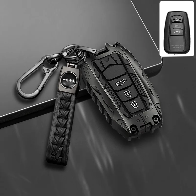 For Toyota Prius Camry Corolla Avalon CHR RAV4 Land Cruiser Prado Silicone Car Key Cover Accessories Metal Case Protector Shell