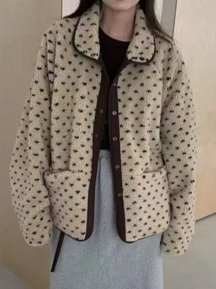 

Retro Anti-Aging Double-Sided Wear Heart Embroidered Fce Lamb Fur Cotton Jaet Women Winter New Sle Warm Coat