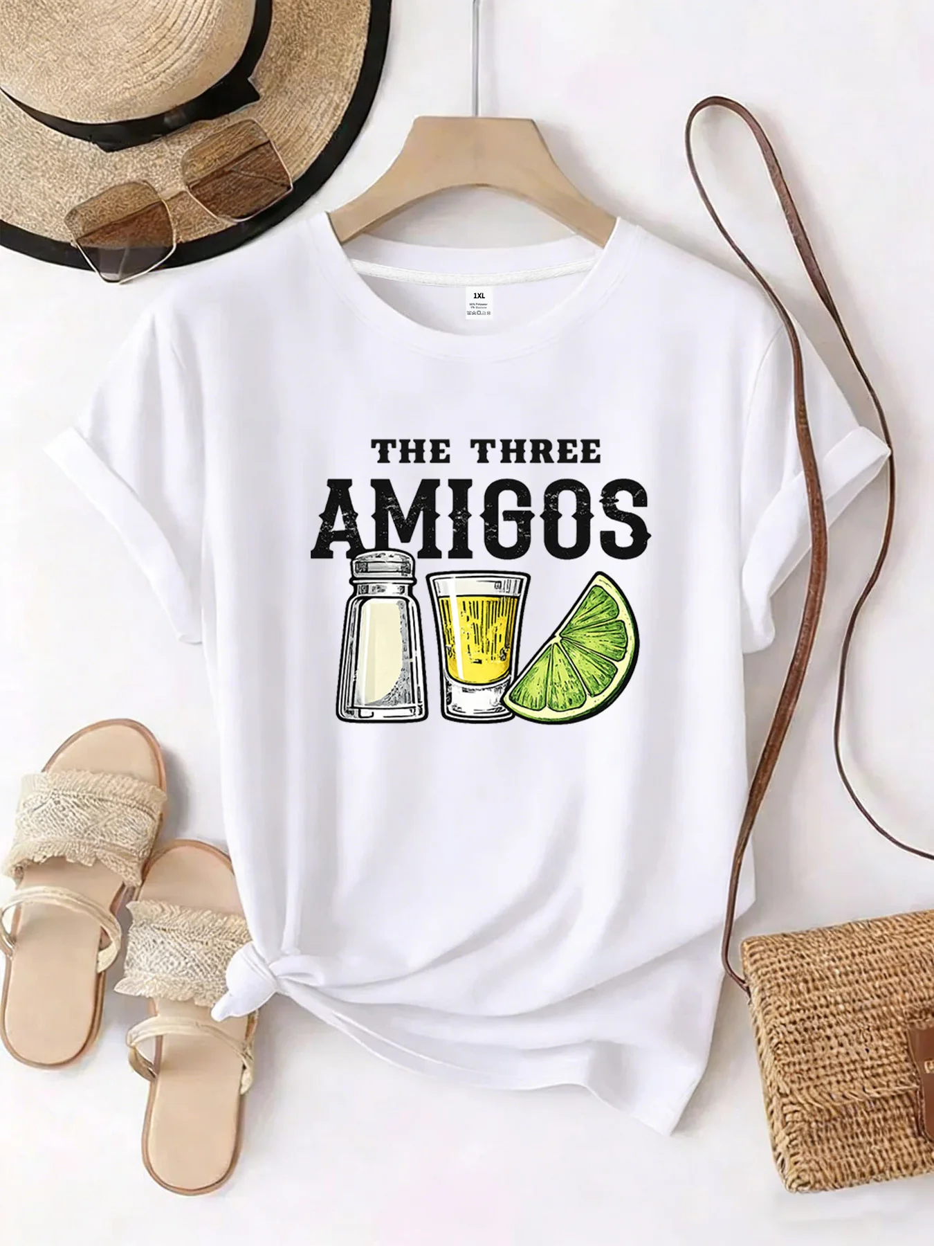 

【YJ00064】Женская футболка Lemonade больших размеров с круглым вырезом, короткими рукавами, эластичными рукавами-полурукавами и модными принтами.