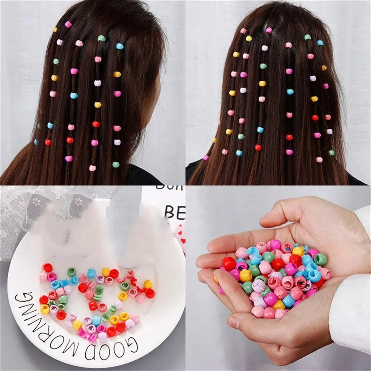 60/100pcs Hair Braids Maker Beads Headwear Cute Candy Colors Plastic Hairpins Hair Claw Clips For Women Girls Hair Accessories