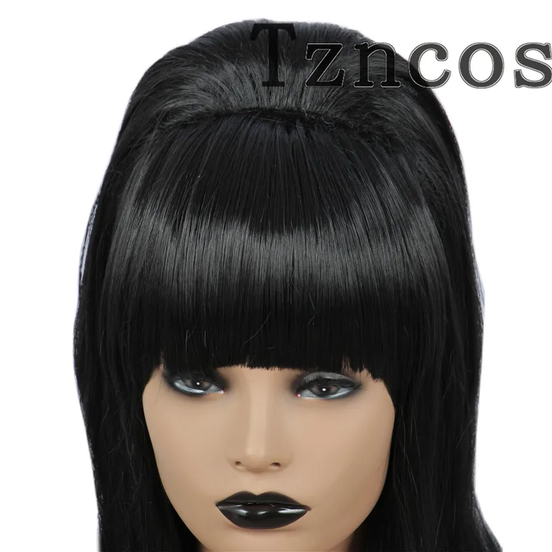 Tzncos 70s 80s Women Housewife Beehive Costume Wigs Wife Short Black Hair