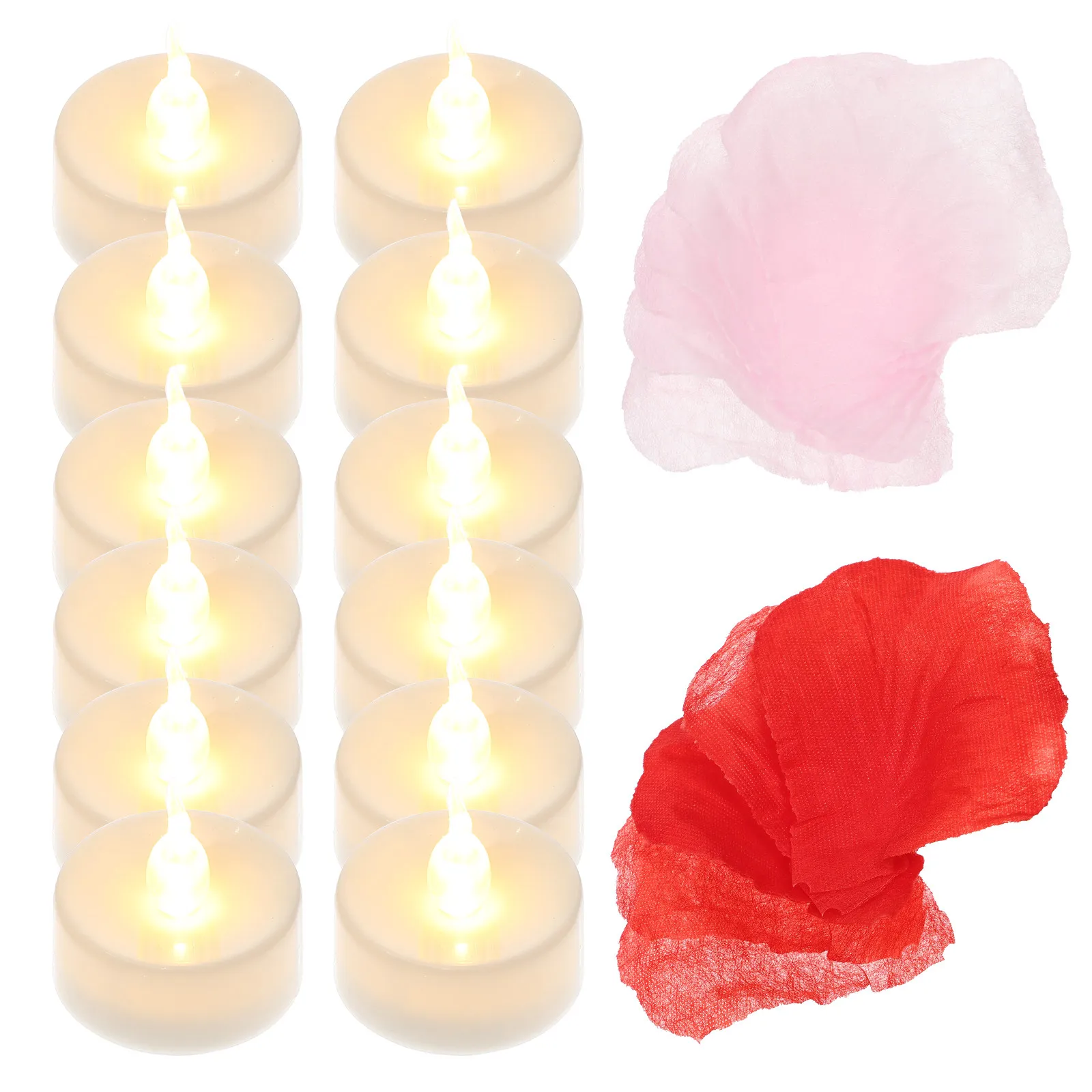 1Set LED Candles Rose Petal Set Durable Creative Romantic Scene Wedding Proposal Party Home Decoration Centerpiece