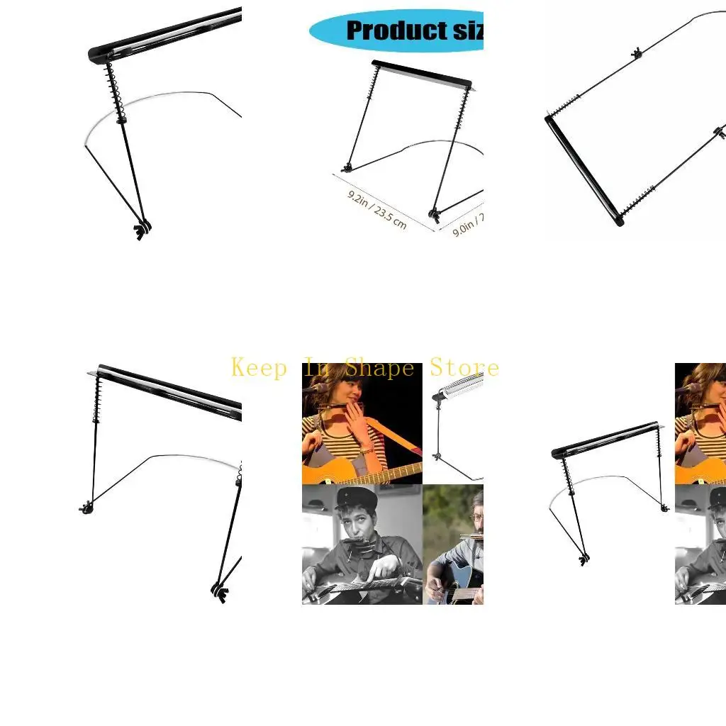 

U1JC Professional Harmonica Neck Holder Harp Rack Adjustable Harmonica Stand 24 Holes Iron Harmonica Neck Holder Easy to Use