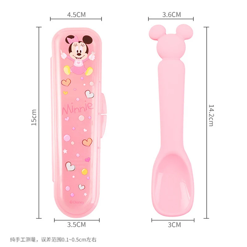 Silicone Spoon Soft Spoon Baby Disney Spoon Feeding Tableware Rice Spoon Food Grade Cartoon Mickey New Box Blue Pink Spoon
