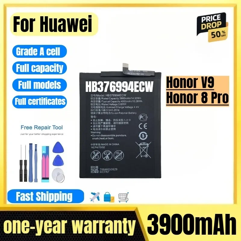 HB376994ECW for Huawei Honor V9/Honor 8 Pro Phone Battery High Quality High Capacity Replacement Bateria Grade A Cell with Tools