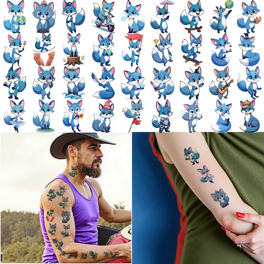54pcs Temporary Tattoo Fox Stickers Temporary Tattoo Stickers Cartoon Stickers Cartoon For Shoulders Arms