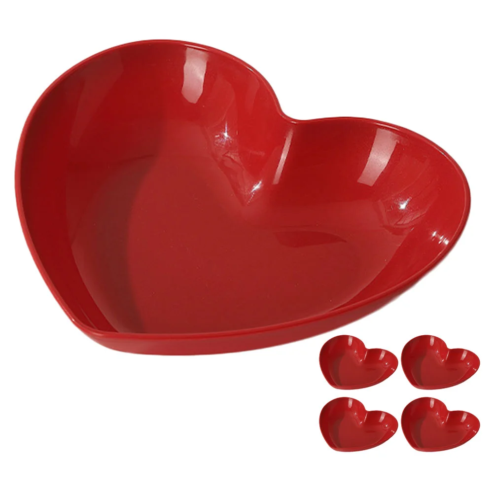 

5 Pcs Serving Tray Heart Shaped Plate Household Fruit Food Platter Snacks Platters