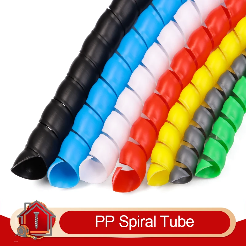 3/5/10m PP Spiral Tube 8mm 10mm Flexible Cable Sleeve Wire Protector Winding Wrap Line Protection Hose