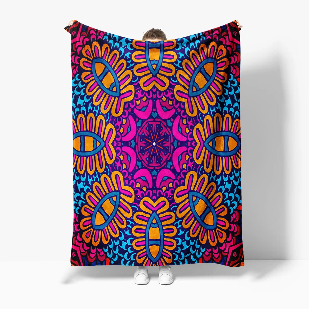 Psychedelic Colorful Optical Illusion Eye Mosaic Pattern Blanket Sofa Bed Throw Decorative Gift