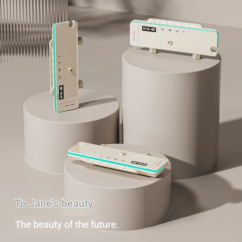 Cream White Brass Piano Keys 4 Functions Thermostatic Bathroom Shower System Intelligent Light Emitting Diode Digital Display