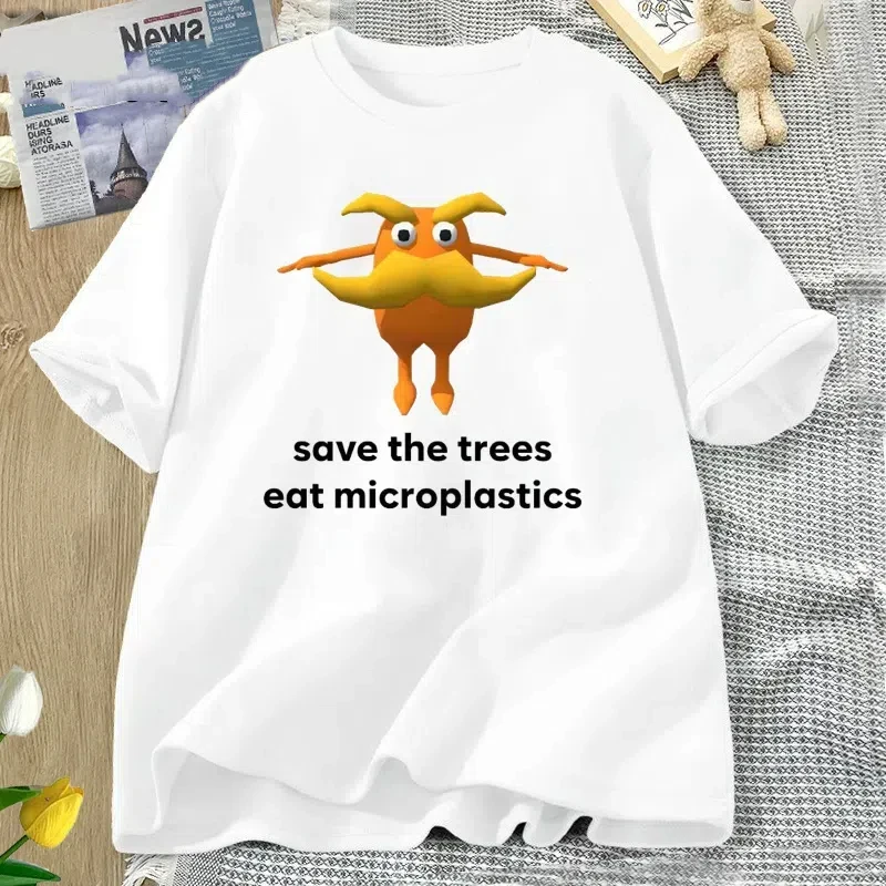 2025 New model Fashionable and Innovative Save The Trees Eat Microplastics Weirdcore Joke Pattern T Shirt Women Men Summer O Nec