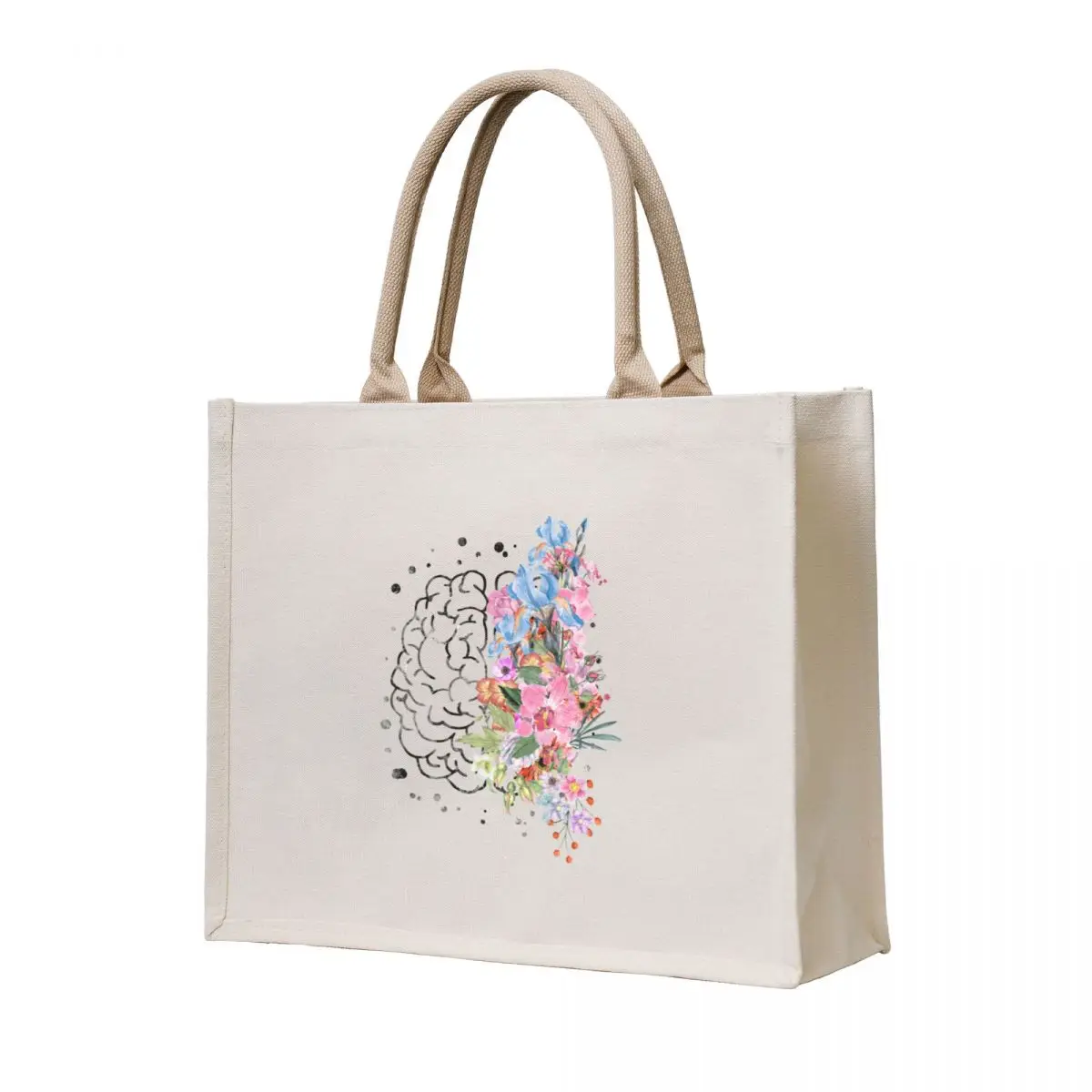 

Brain anatomy, watercolor Brain, flowers brain, brain with Flowers Tote Bag Gift bag university shopper bag tote bags aesthetic