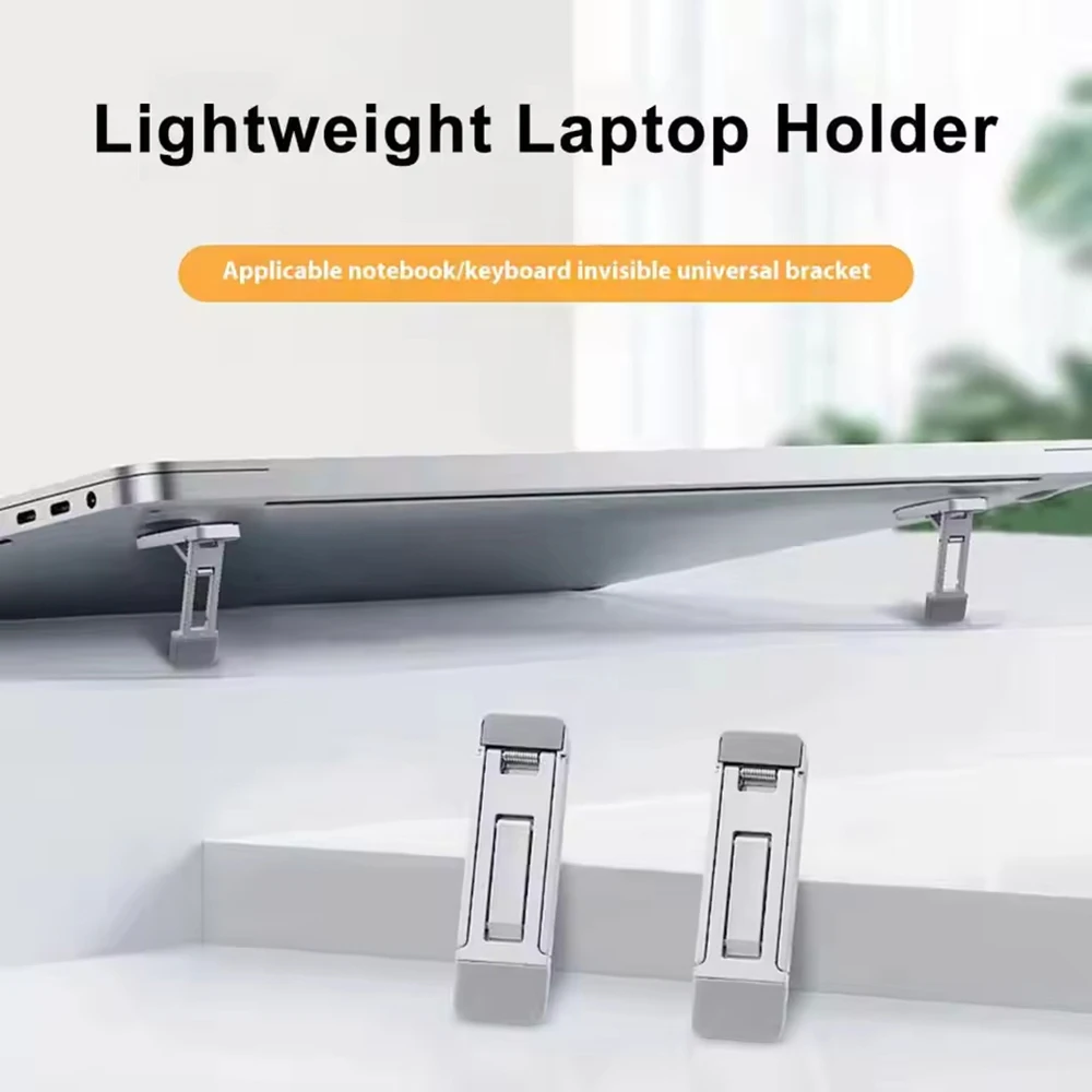 Laptop Stand Invisible Folding Zinc Alloy Stand For Phone Tablet Laptop Multiadjustable Mini Adhesive Non Slip Ultra Thin Holder