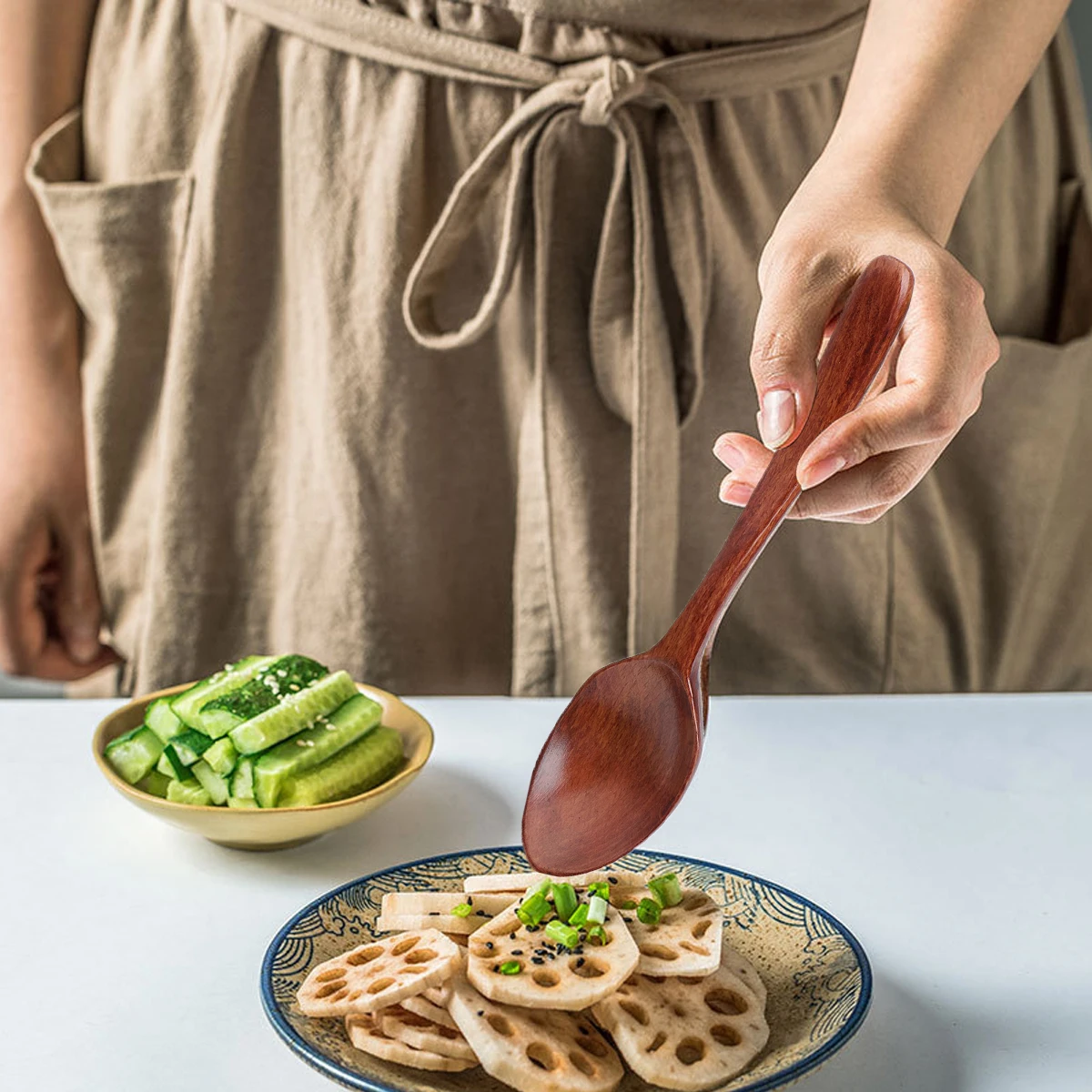 

3Pcs Wooden Spoon Chopsticks Set Safe Flatware Set for Travel Picnic Dinnerware Kit Box Dinnerware Kit