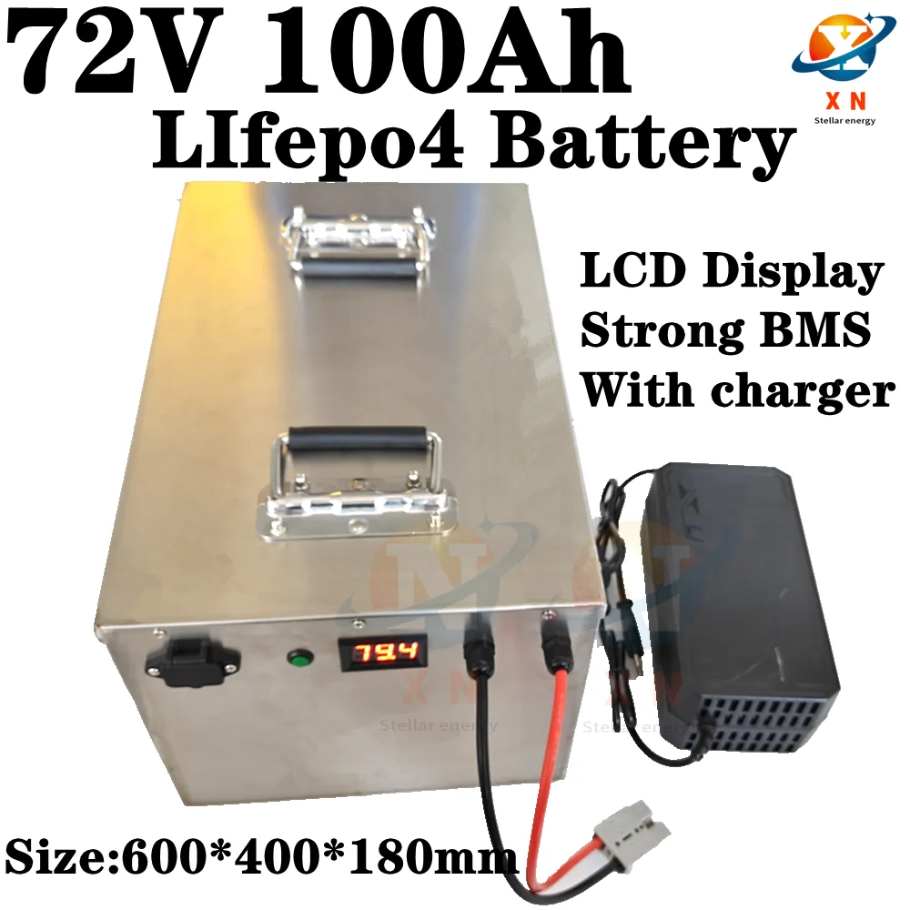 Brand high quality 72V 100Ah LiFepo4 Battery pack with strong BMS for electric car low speed car + 87.6V 10A charger