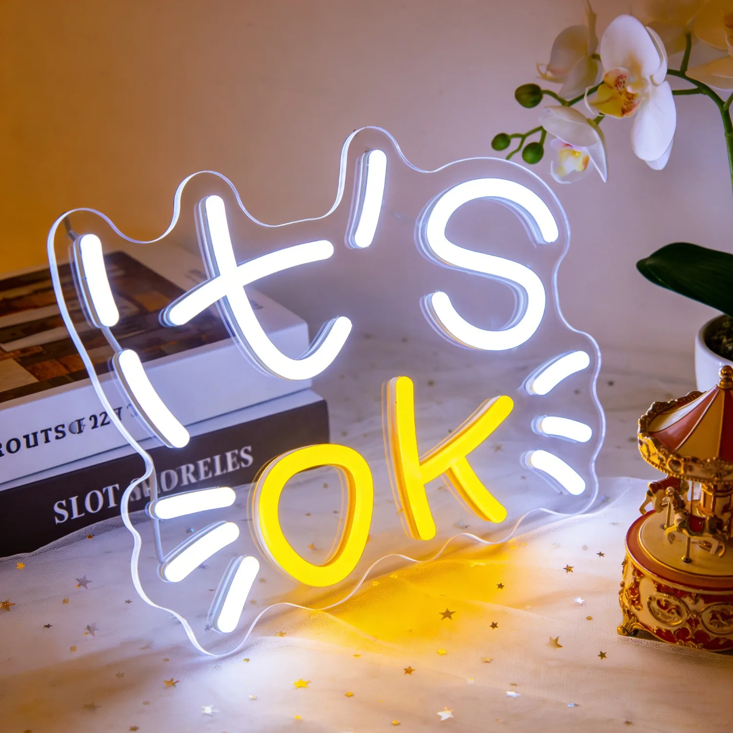 

Неоновая вывеска «It's OK» с регулируемой яркостью, светодиодная неоновая лампа с питанием от USB для спальни, гостиной, терапевтического кабинета, офиса, кафе, студии йоги, декора стен