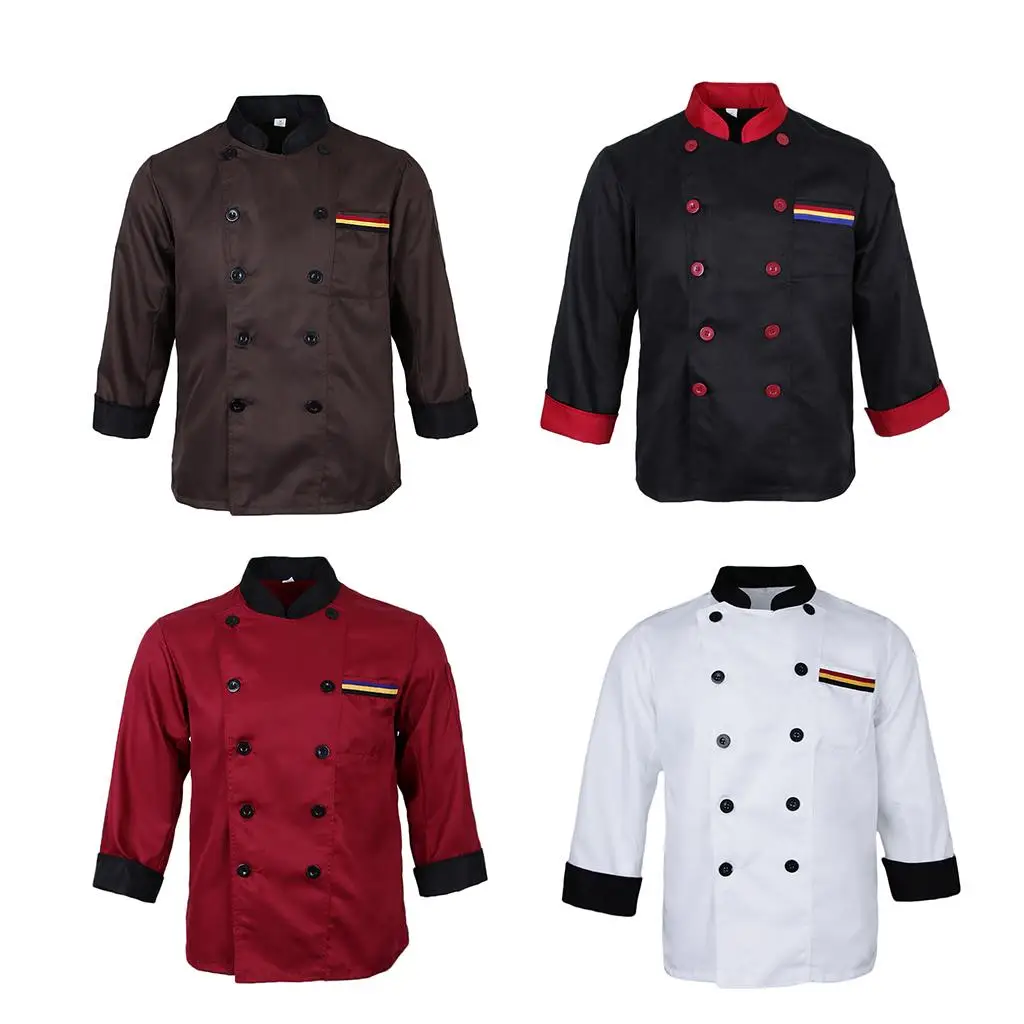 

Chef Apparel Double Breasted Chef Uniform Stand Collar Cook Clothes Workwear