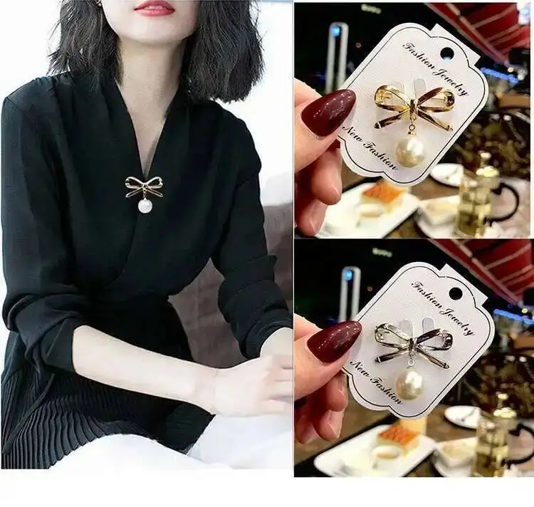 Multipurpose Anti-exposure Pearls Tassel Brooch Waist Tighting Buckle Pin Bowknot Brooches Ornaments Accessories 2025 Jewelry