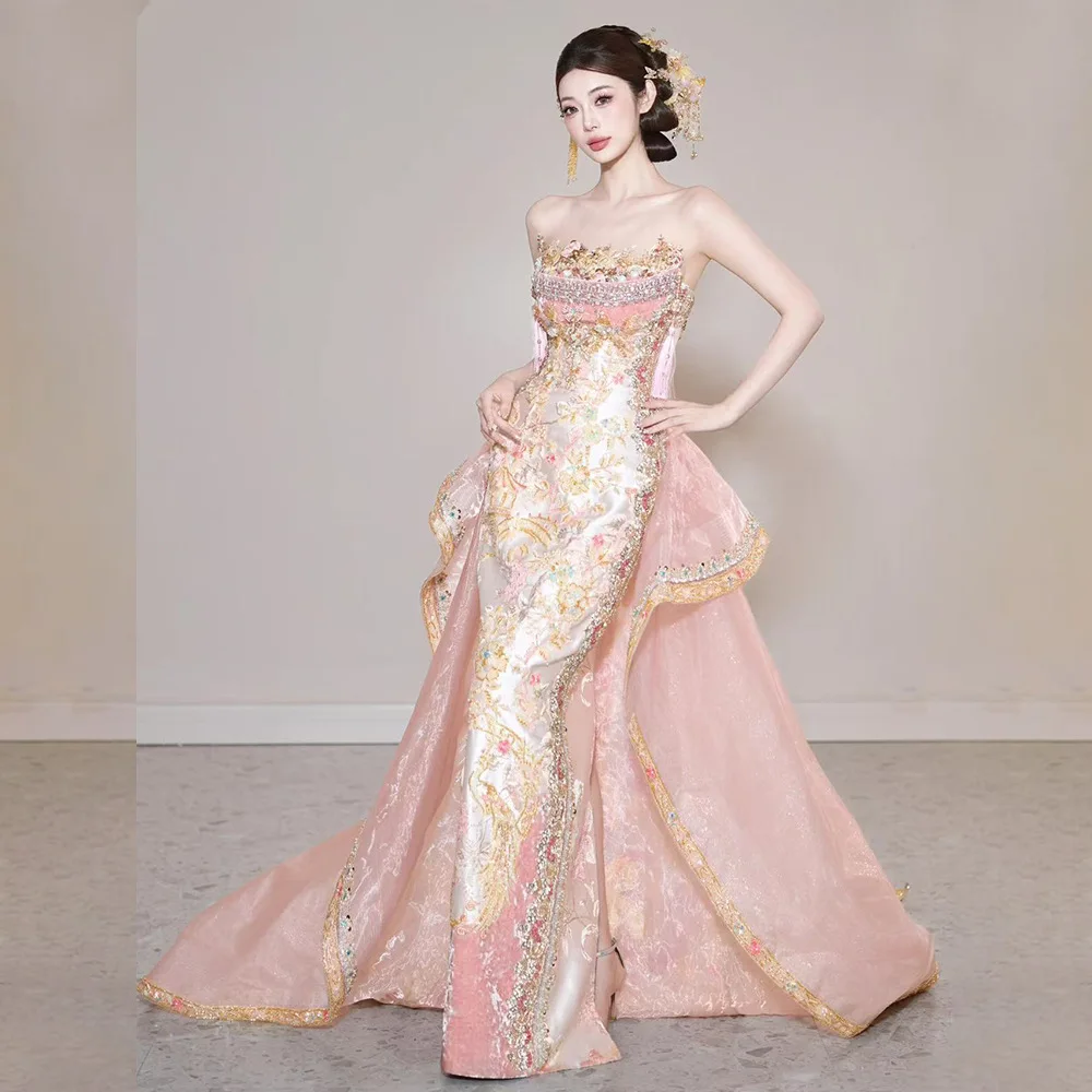 

Свадебное шоу в китайском стиле Xiuhe, свадебное новое стильное платье, китайское платье с короной Феникса, свадебное платье Hanfu