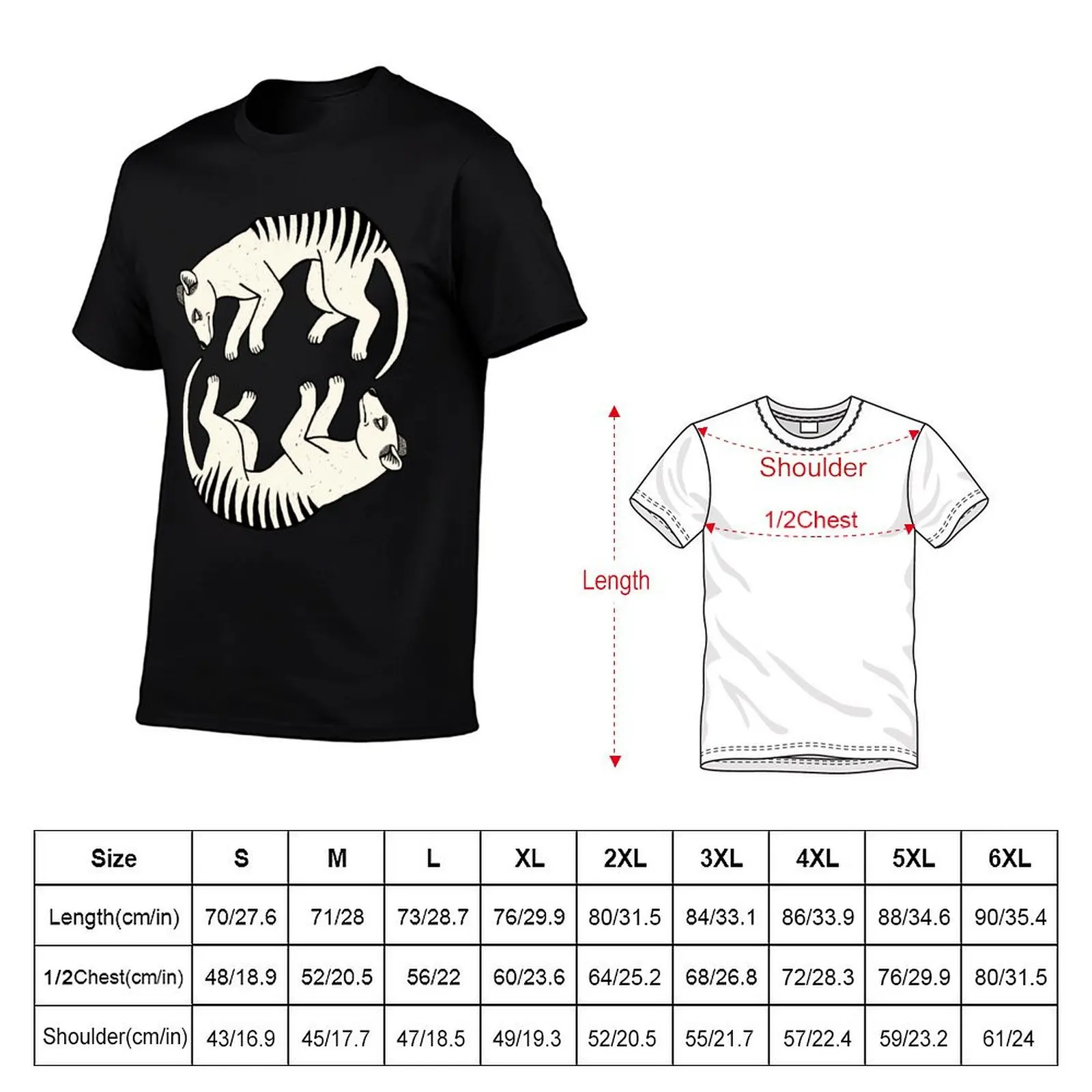 Thylacine Lovers - Woodcut 4 T-Shirt t shirt for man man t shirt cotton high quality T-Shirt