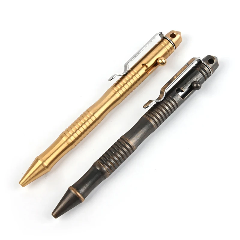 

Multi-Functional Brass Tactical Pen Bolt Switch Self Defense Ballpoint Pen Car Window Breaker Emergency Survival Supplies