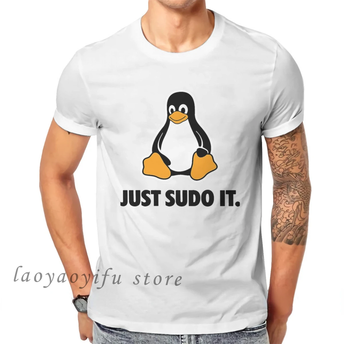 S-5XL Men Clothing Just Sudo It TShirt Funny for Men Linux Operating System Tux Penguin Clothing Style Tops Oversized T Shirt