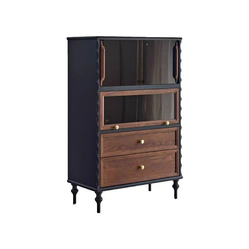 Retro TV side cabinet, living room display sofa vertical cabinet, storage display cabinet