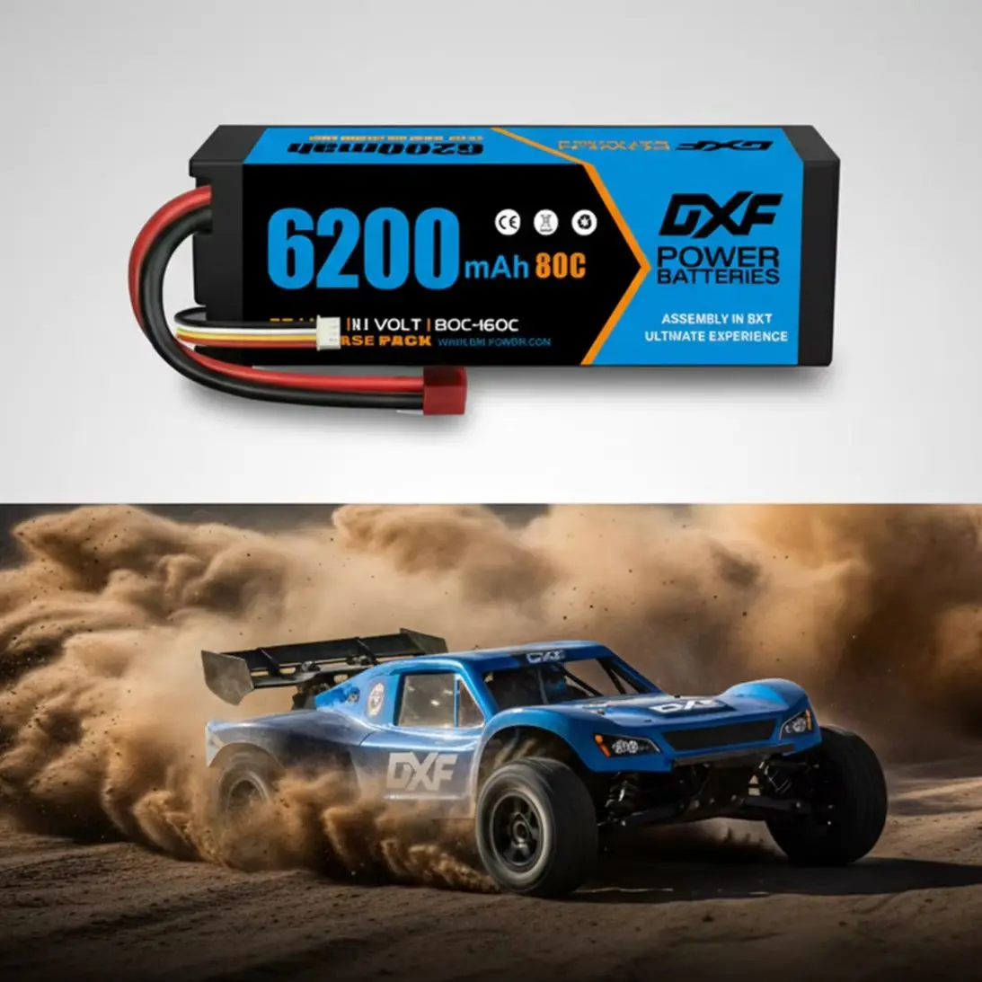 Batterie Lipo DXF 3S 6200mAh 11.1V 80C avec prise XT90 EC5, boîtier rigide pour buggy 1/8, truggy, tout-terrain, bateau, voiture, camion, hélicoptère de course
