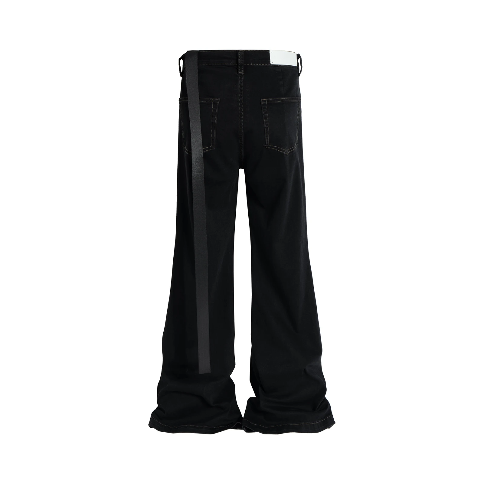 Pantalones vaqueros acampanados holgados para hombres, cintas de estilo RO, pantalones de mezclilla casuales de gran tamaño, corte Boom, Color negro, High Street