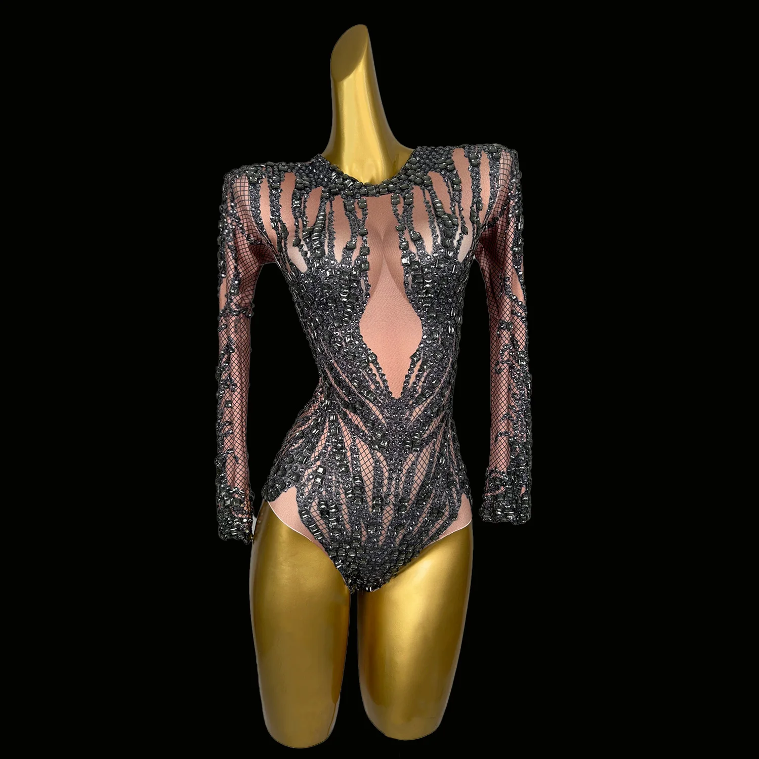 

Sexy Stretch Bodysuit Diamonds Sexy Leotard Nightclub Bar Prom Bodysuit Celebrate Outfit Sparkly Rhinestone Performance Clothing