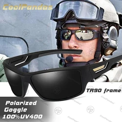 Gafas de sol para hombre polarizadas resistentes al viento, anteojos con protección solar, accesorio masculino anti UV efecto espejo, conducción, diseño de marca