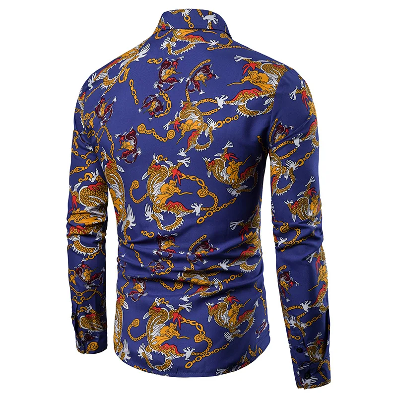 Chinese style dragon print shirt men\'s top cardigan