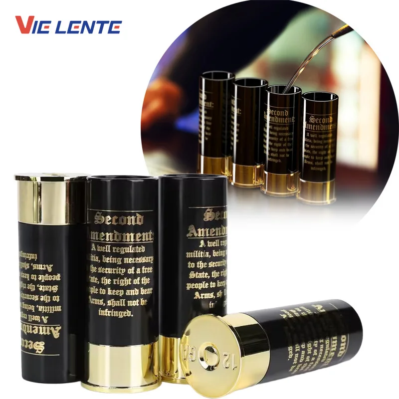 4pcs/Set Plastic 3.6x1.2inch 2nd Amendment 12 Gauge Shot Glass, Patriotic Amendment Shot Glasses,Great Gift for Dad and Brother