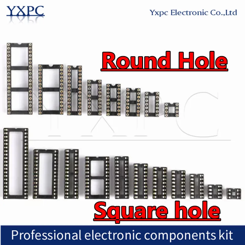 10PCS Square Round Hole IC socket Connector DIP 6 8 14 16 18 20 24 28 pin Sockets DIP6 DIP8 DIP14 DIP16 DIP18 DIP20 DIP28 pins