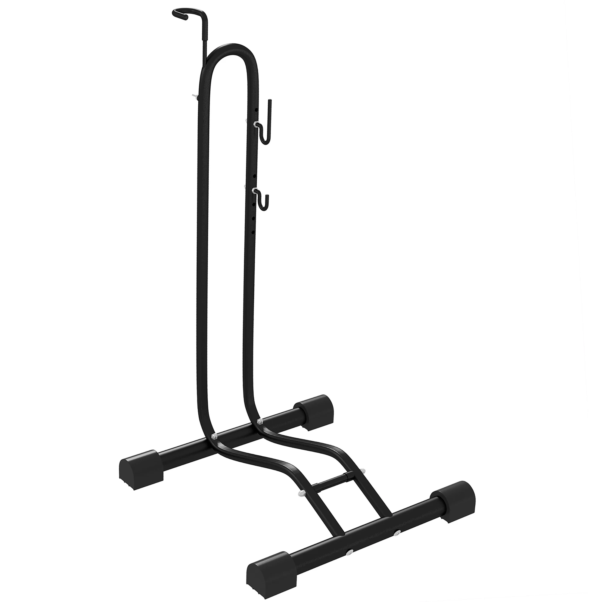 Sportnow Vloerfietsstandaard Verticale en Horizontale Fietsparkeerrek met Verstelbare Haken voor Fietsen van 24-29 Inch en 700 C Zwart
