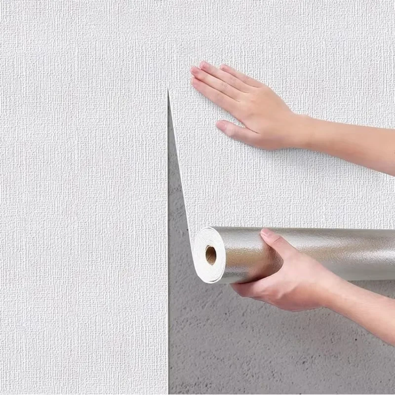 10m 3D Self-adhesive Wallpaper Linen Plain Diatom Mud Wall Stickers Renovation Anti-collision Living Room Bedroom Home Decor