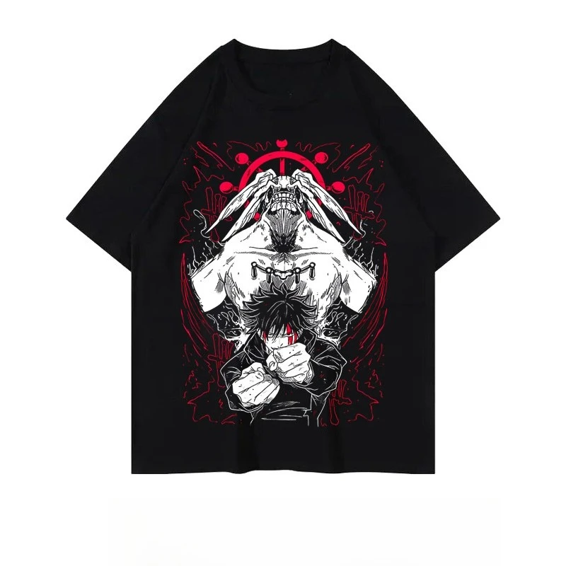 Spellcraft Revenge Five-Zen Ushiro V-neck Cotton T-Shirt - Summer Japanese Anime 2D  Printed Clothing for Both Men and Women