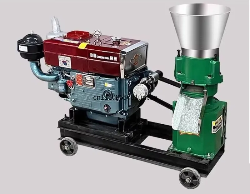 Diesel Engine Feed Pellet Machine Corn Straw Pelletizer Chicken Duck Rabbit Pig Cattle Sheep Household Small Pellet Feed Machine