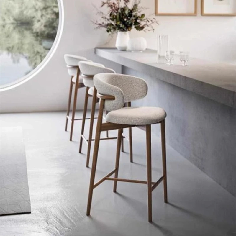 Sedie da bar moderne in legno di velluto Lounge Design con schienale bianco Sgabelli da bar di alta qualità Cucina Mobili per la casa di lusso nordici Banqueta