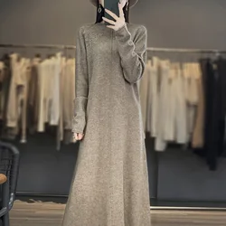 Women's Long Dresses 100% Cashmere and Wool Knit Jumpers, Lady Pullovers, New Fashion, Winter, NJ01, Hot Sale, 2023