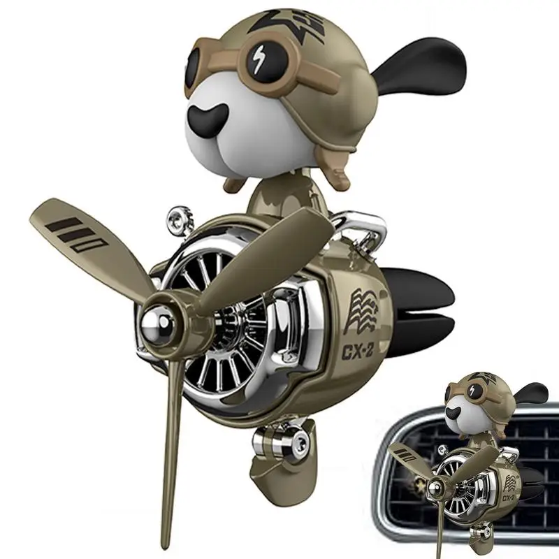 Car Air Vent Pilot Dog Pilot Rotating Car Diffuser Decoration Creative Heads-shaking Propeller Air Outlet Vent Fresheners For